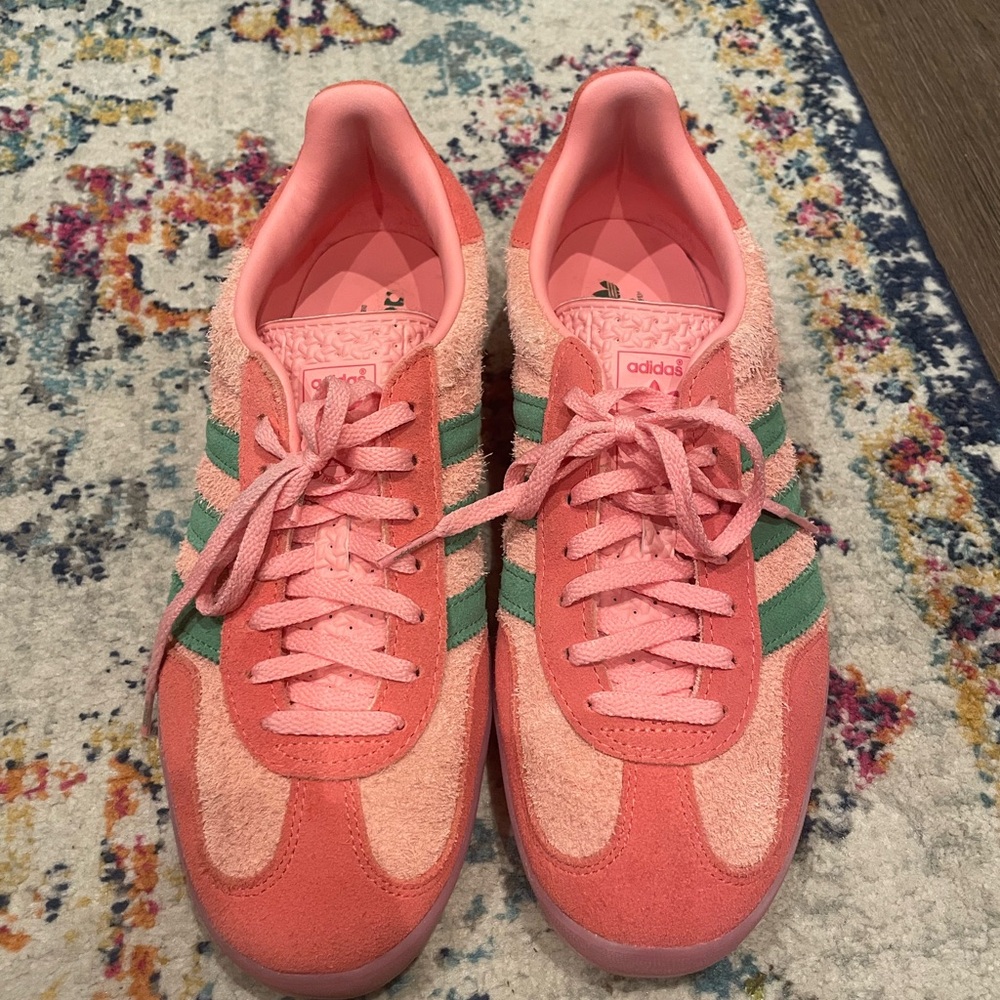 Adidas Pink and Green Retro Gazelle Sneakers